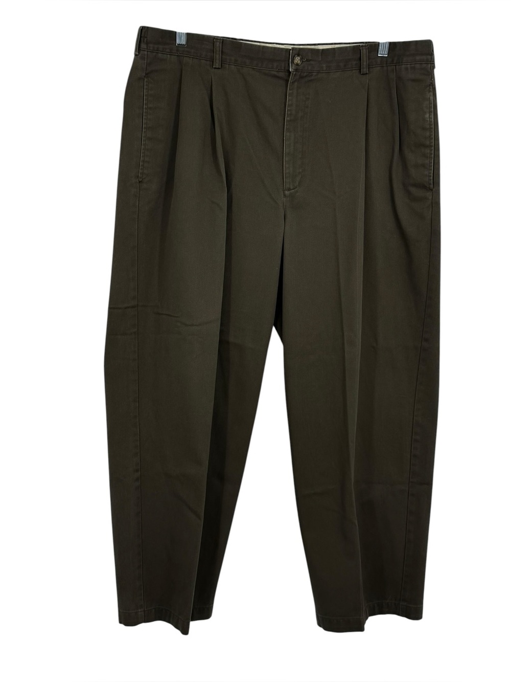 LL Bean Double L Comfort Waist Pleated Dress Pants Men’s 42 x 29 Brown Cotton